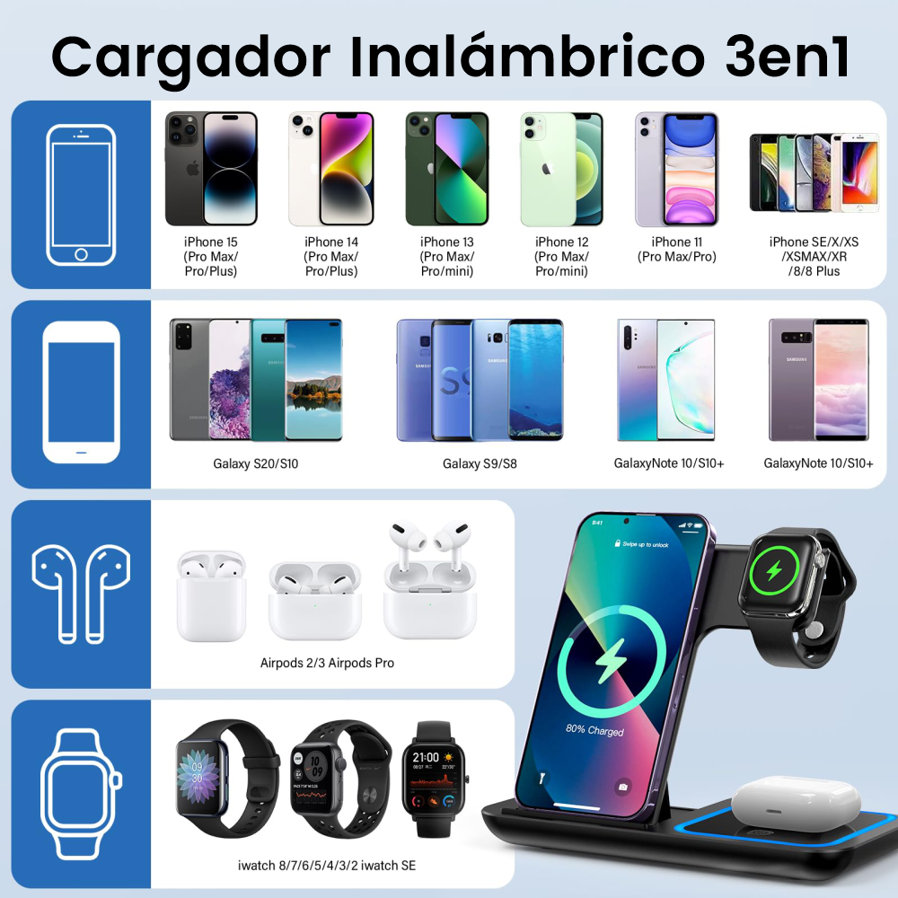 CargaSmart™ – Base de Carga 3 en 1