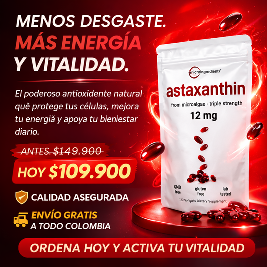 Astaxanthin 12 mg – Potente Antioxidante 🔴✨