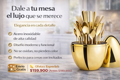 Set de Cubiertos de Lujo 24Pcs con Estuche Decorativo