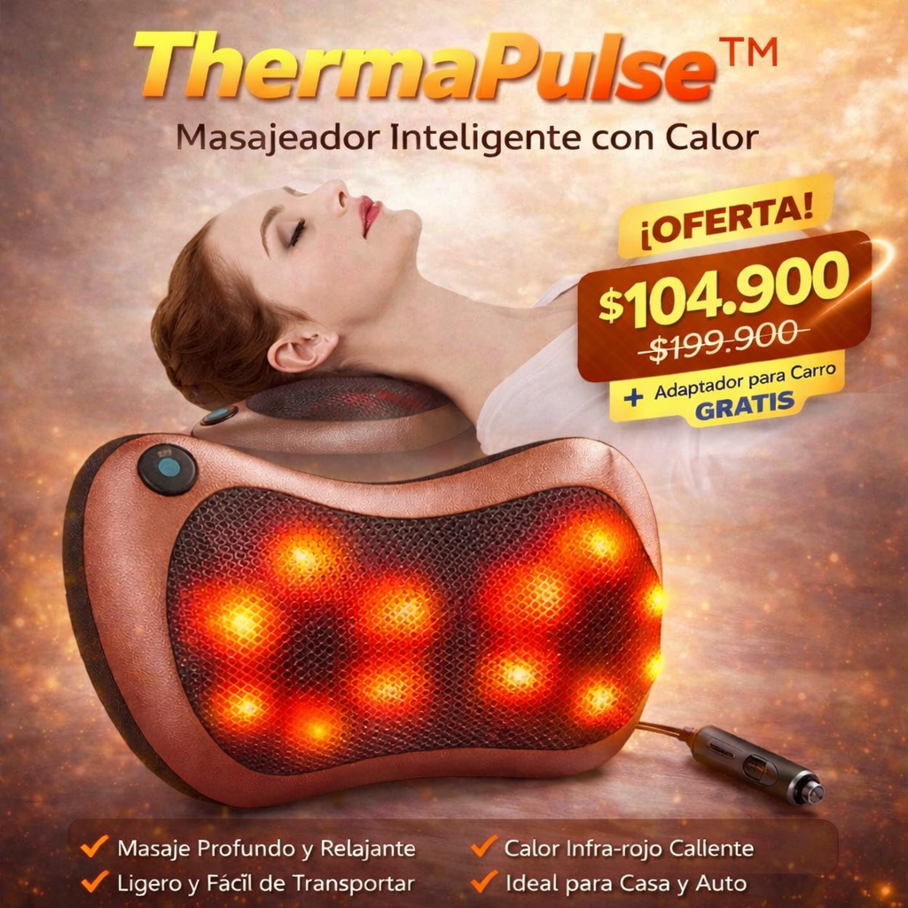 ThermaPulse™ – Masajeador Inteligente con Calor + Adaptador para Carro GRATIS