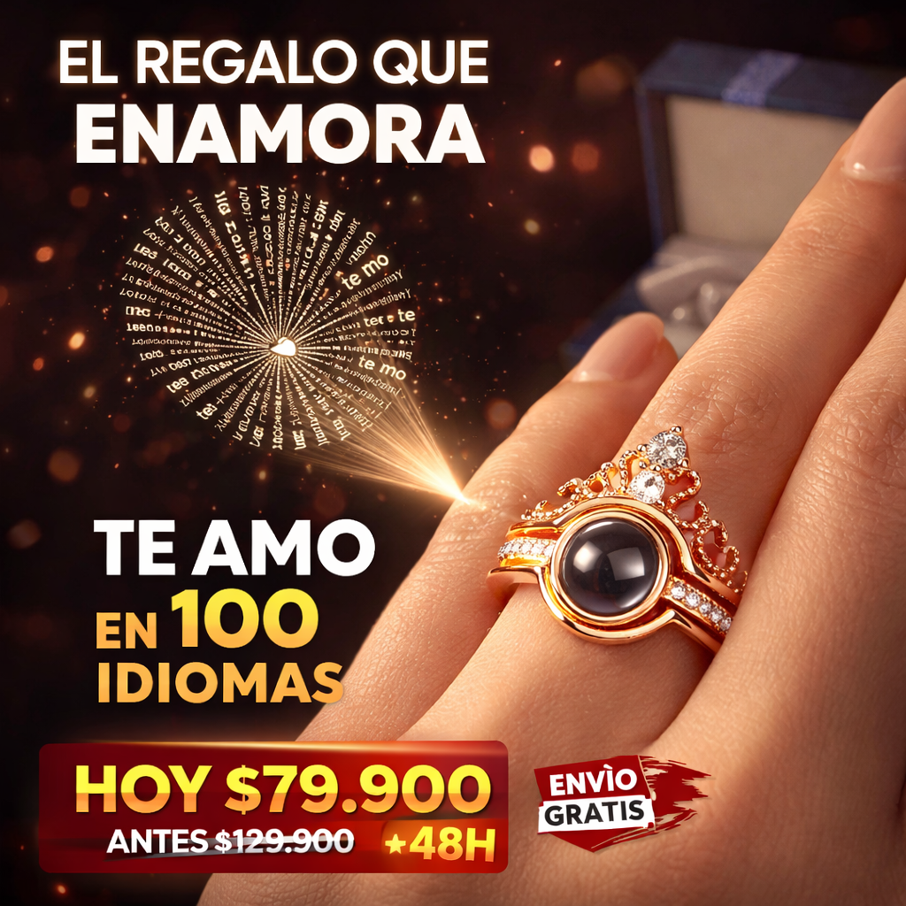 Anillo Te amo en 100 idiomas + Caja de Regalo GRATIS
